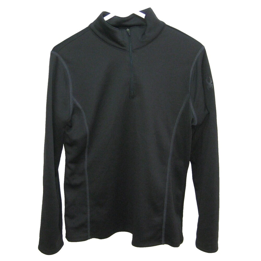 SPYDER Women's (Size Large) Black Athletic Long Sleeve 1/4 Zip Shirt Fitness Top